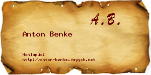 Anton Benke névjegykártya